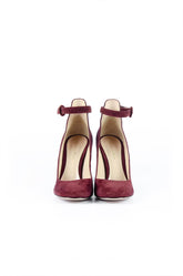 Gianvito Rossi Bilekten Bantlı Süet Topuklu Ayakkabı Kızıl kahve - 40.5